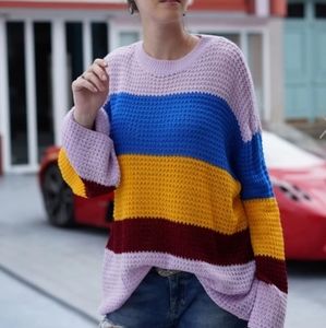 Ribbed Sweater with Bell Sleeves
